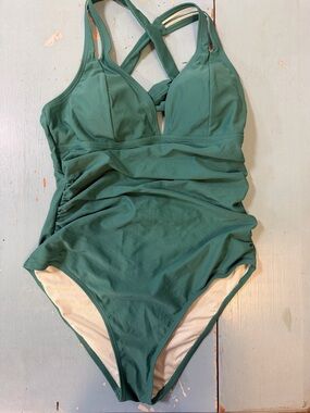 Cupshe Teal Ruched One-Piece Swimsuit